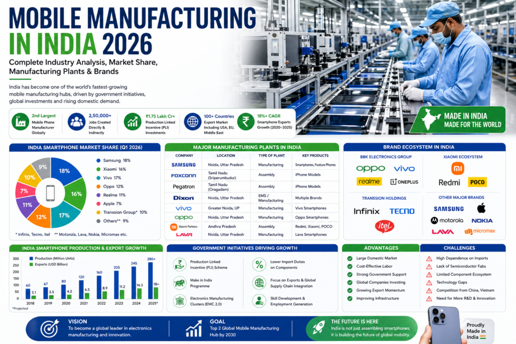 Smartphone Manufacturing in India – Market Share, Factories, Brands & Future (2026) | whatmobile pk