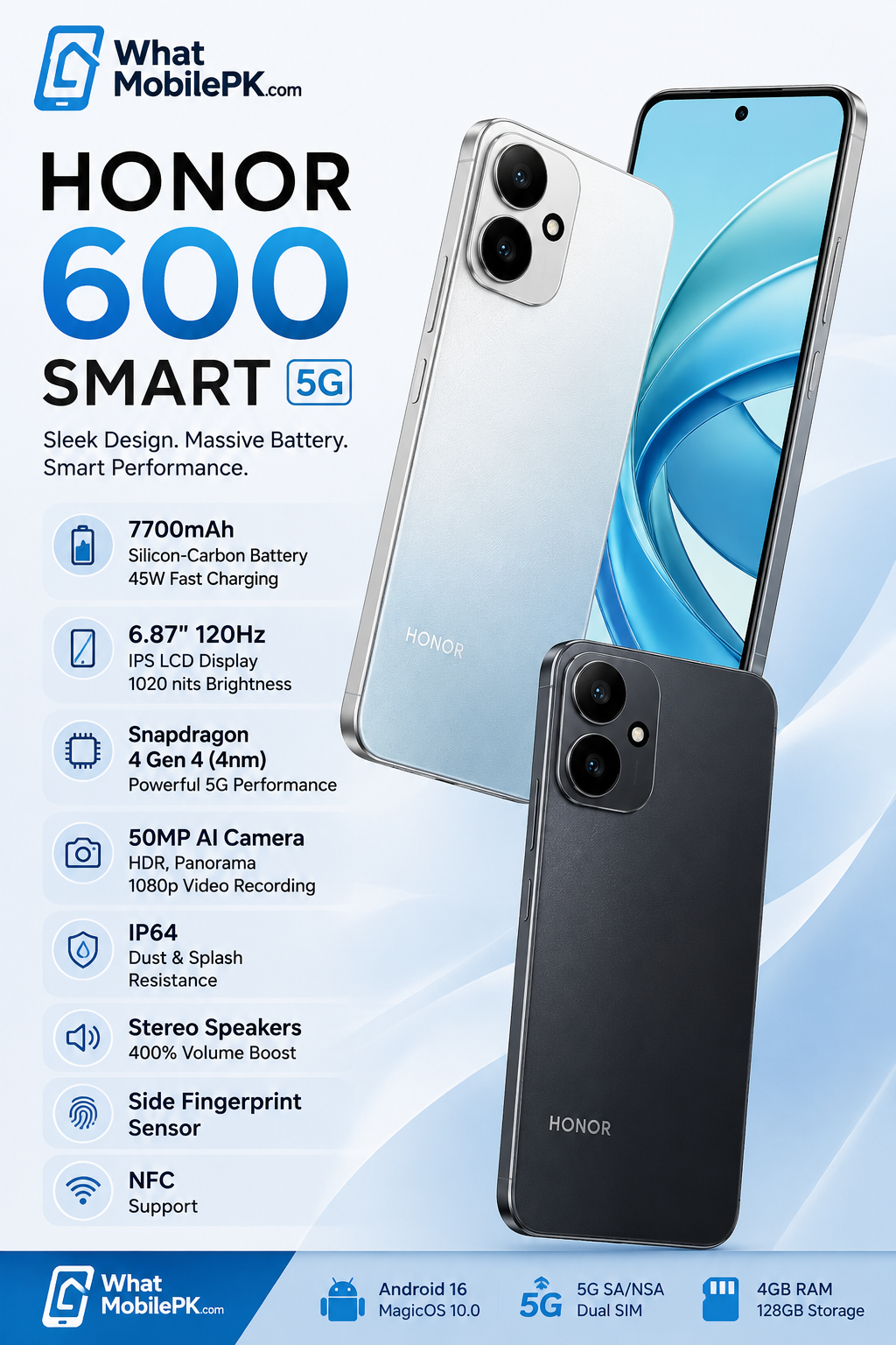 Read more about the article Honor 600 Smart 5G Released with 7700mAh Battery and 5G Support